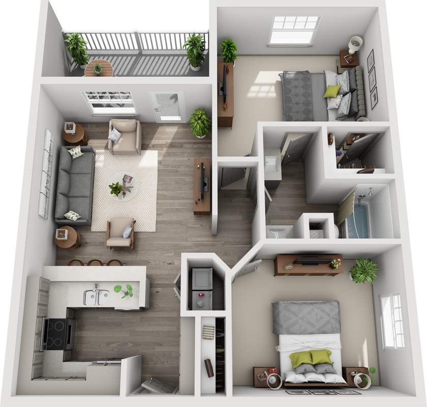 Aloe, 2 bedroom apartment floorplan 