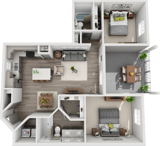 Magnolia Terrace, a very large 2 bedroom apartment floorplan